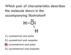 Which pair of characteristics describes the molecule shown in the