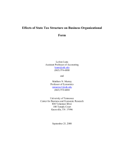 Effects of State Tax Structure on Business Organizational Form