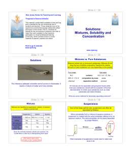 Solutions: Mixtures, Solubility and Concentration