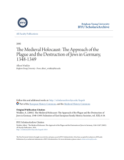 The Approach of the Plague and the Destruction of Jews in Germany