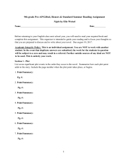 9th Grade All Levels Summer Reading Assignment