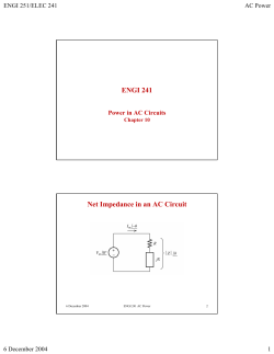 ENGI 241 Net Impedance in an AC Circuit