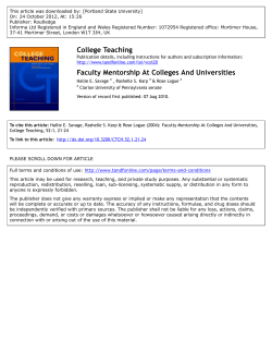 Faculty Mentorship At Colleges And Universities