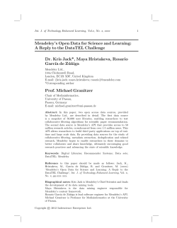 Mendeley`s Open Data for Science and Learning