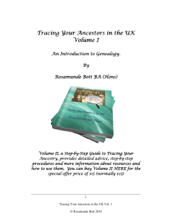 Tracing Your Ancestors in the UK, Volume I.