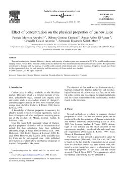 Effect of concentration on the physical properties of cashew juice