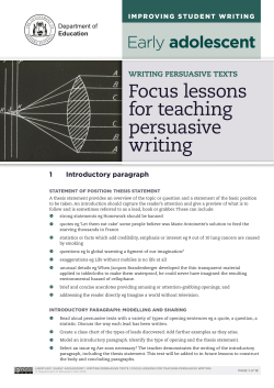 Focus lessons for teaching persuasive writing
