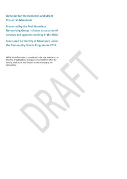 Directory for the Homeless and Street Present in Mandurah