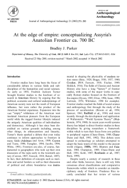 At the edge of empire: conceptualizing Assyria`s Anatolian Frontier