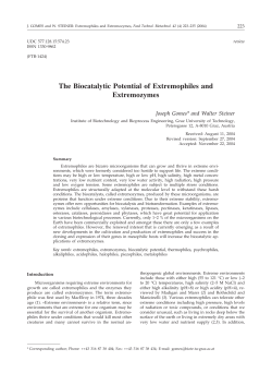 The Biocatalytic Potential of Extremophiles and Extremozymes