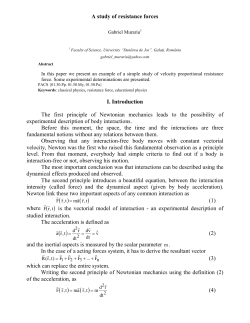 A study of resistance forces I. Introduction The first principle of