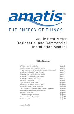 Joule Heat Meter Residential and Commercial Installation Manual