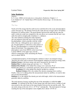 Lecture Notes Solar Radiation The Sun