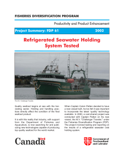 Seawater Holding System Studied - Department of Fisheries and