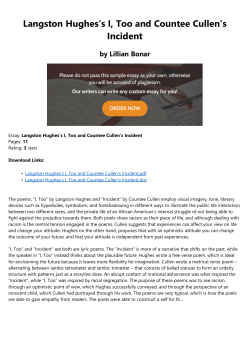 Langston Hughes`s I, Too and Countee Cullen`s Incident by Lillian