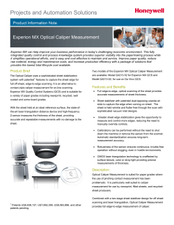 Experion MX Optical Caliper Measurement