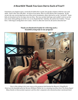 Thank you for your support of Alex`s Dream Room
