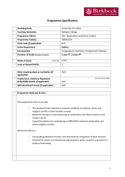 MSc Nationalism and Ethnic Conflict