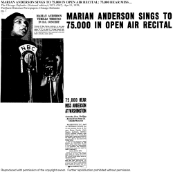 MARIAN ANDERSON SINGS TO 75,000 IN OPEN AIR RECITAL
