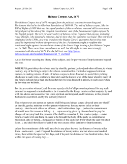 Habeas Corpus Act, 1679