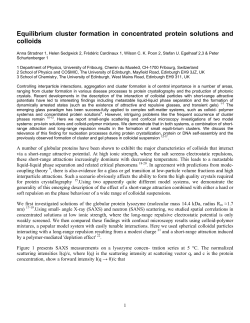 Equilibrium cluster formation in concentrated protein solutions and