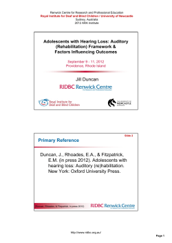 Adolescents with Hearing Loss: Auditory (Rehabilitation)