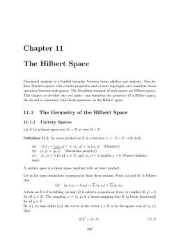 Chapter 11 The Hilbert Space Functional analysis is a fruitful