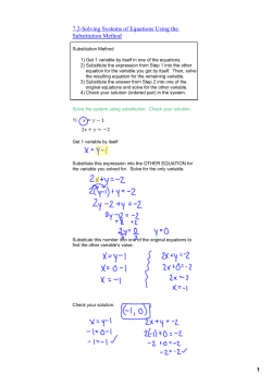 7.2Solving Systems of Equations Using the Substitution Method
