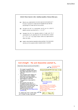 CH1101 PChem Tutorial 2 Acid Base Equilibria