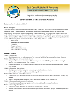 Environmental Health Issues in Disasters