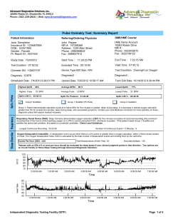 Pulse Oximetry Test: Summary Report