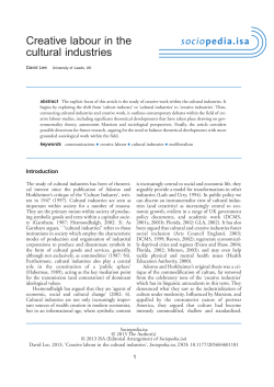 Creative labour in the cultural industries