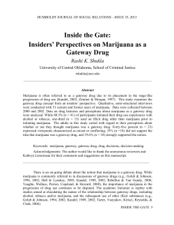 Insiders` Perspectives on Marijuana as a Gateway Drug