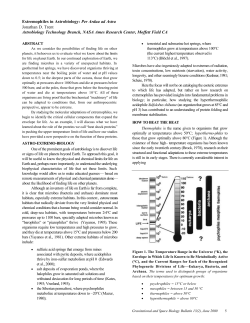 Extremophiles in Astrobiology: Per Ardua ad Astra Jonathan D. Trent