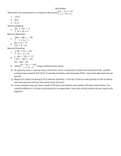 Quiz Review Determine if the ordered pair is a solution to the