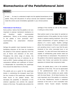 Biomechanics of the Patellofemoral Joint