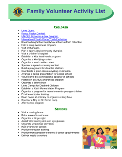 Family Volunteer Activity List
