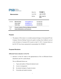 PCDMF 3 Memorandum Purpose 1. The purpose of this memo is to
