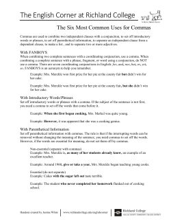 Six Most Common Uses for Commas