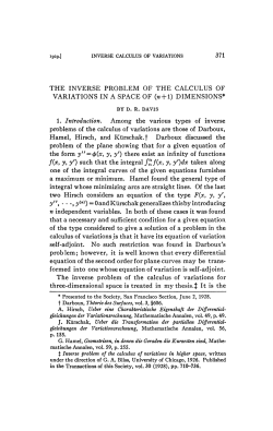 THE INVERSE PROBLEM OF THE CALCULUS OF VARIATIONS IN