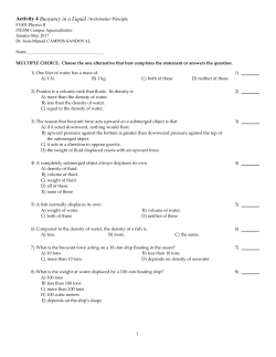 Activity 4 Buoyancy in a Liquid /Archimedes