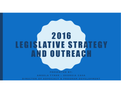 2016 LEGISLATIVE STRATEGY AND OUTREACH