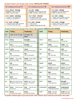 Simple Present and Simple Past Tense: ​REGULAR VERBS Simple