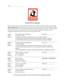 Dictators/World War II Agenda
