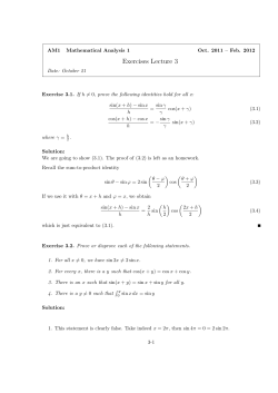 Exercises Lecture 3