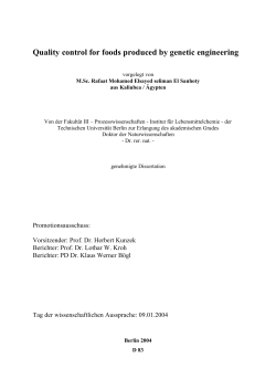 Quality control for foods produced by genetic