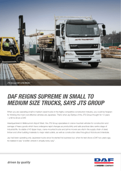 DAF REIGNS SUPREME IN SMALL TO MEDIUM SIZE TRUCKS