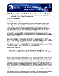 Electronically Generated Medication Administration and