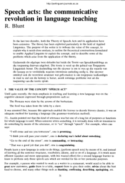 Speech acts: the communicative revolution in
