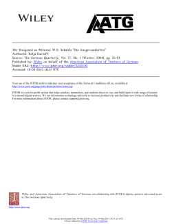 The Emigrant as Witness: WG Sebald`s "Die